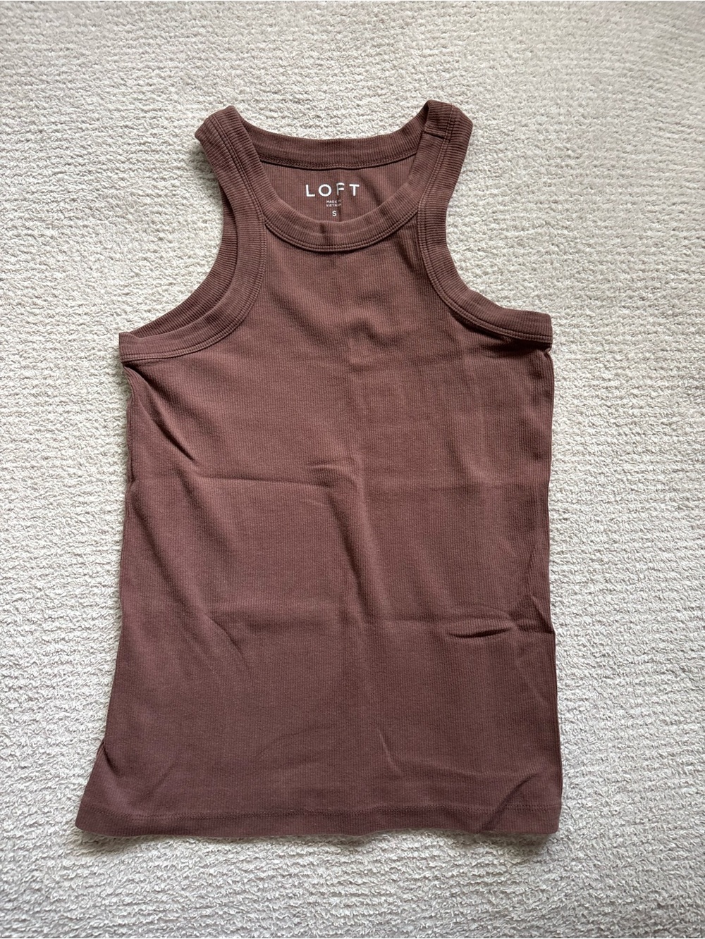 LOFT Brown Ribbed Racerback Tank